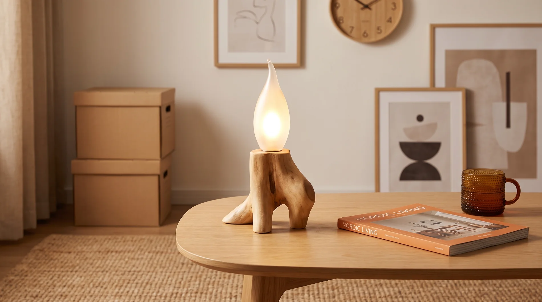flame effect vintage led filament bulb in reading room