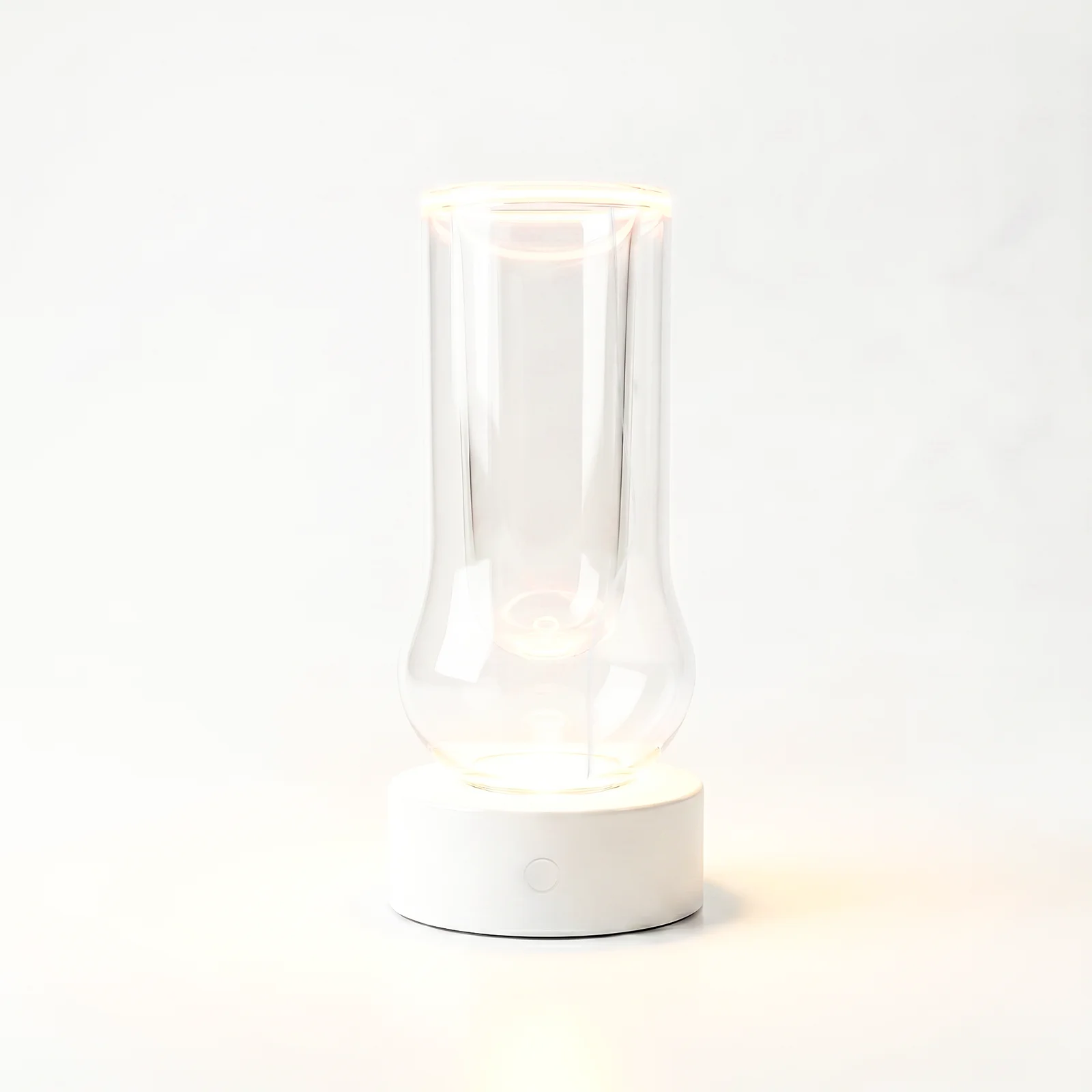 infinite white table lamp lit