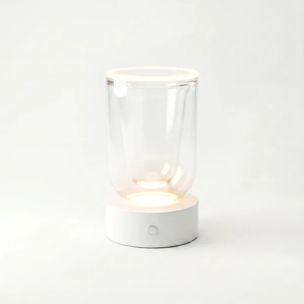 inter white portable lamp lit