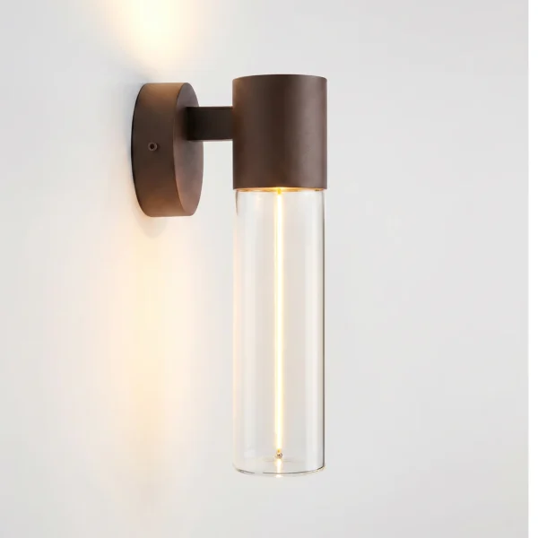 rain series wall light rust red l lit flip side