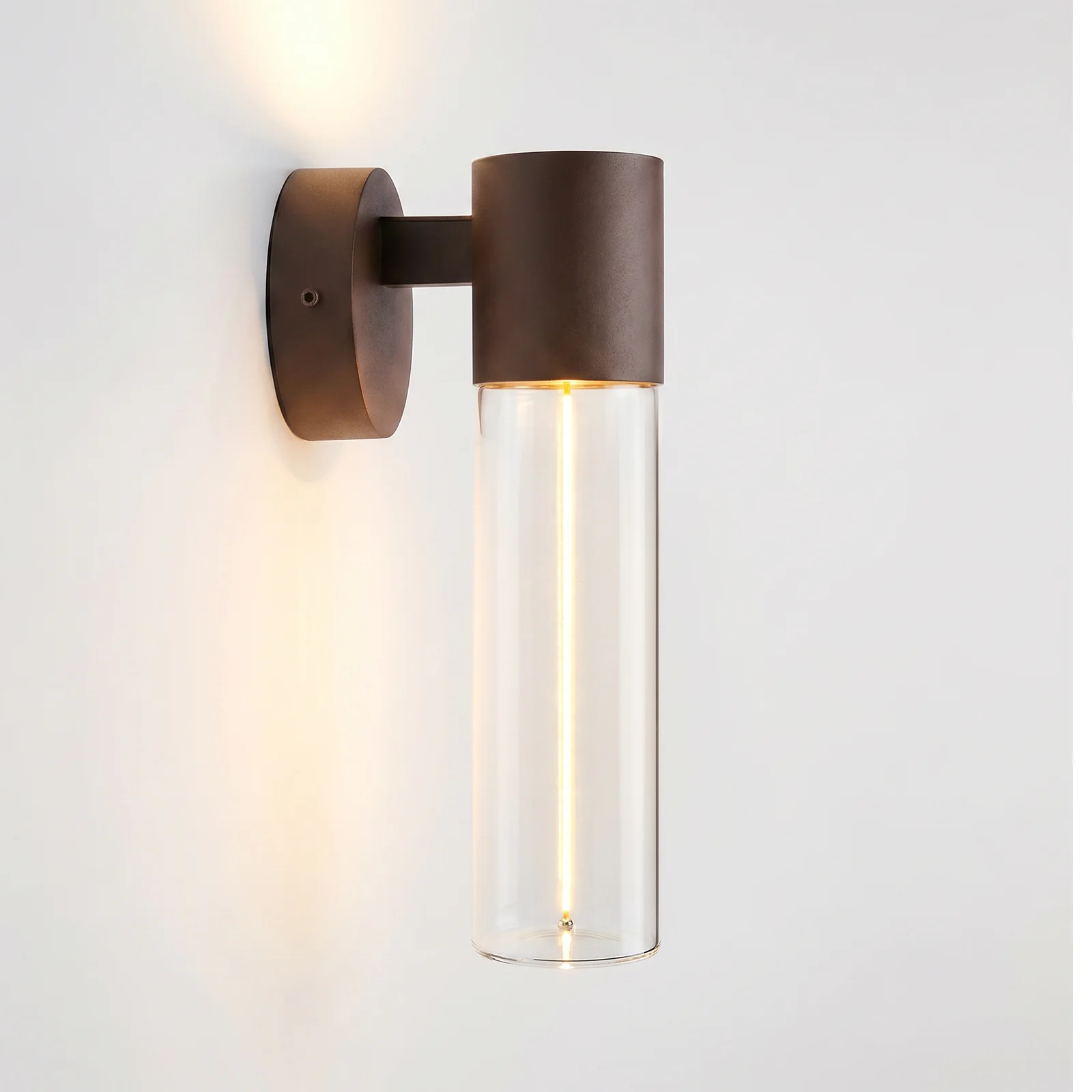 rain series wall light rust red l lit flip side