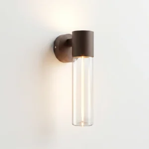 rain series wall light rust red l lit side