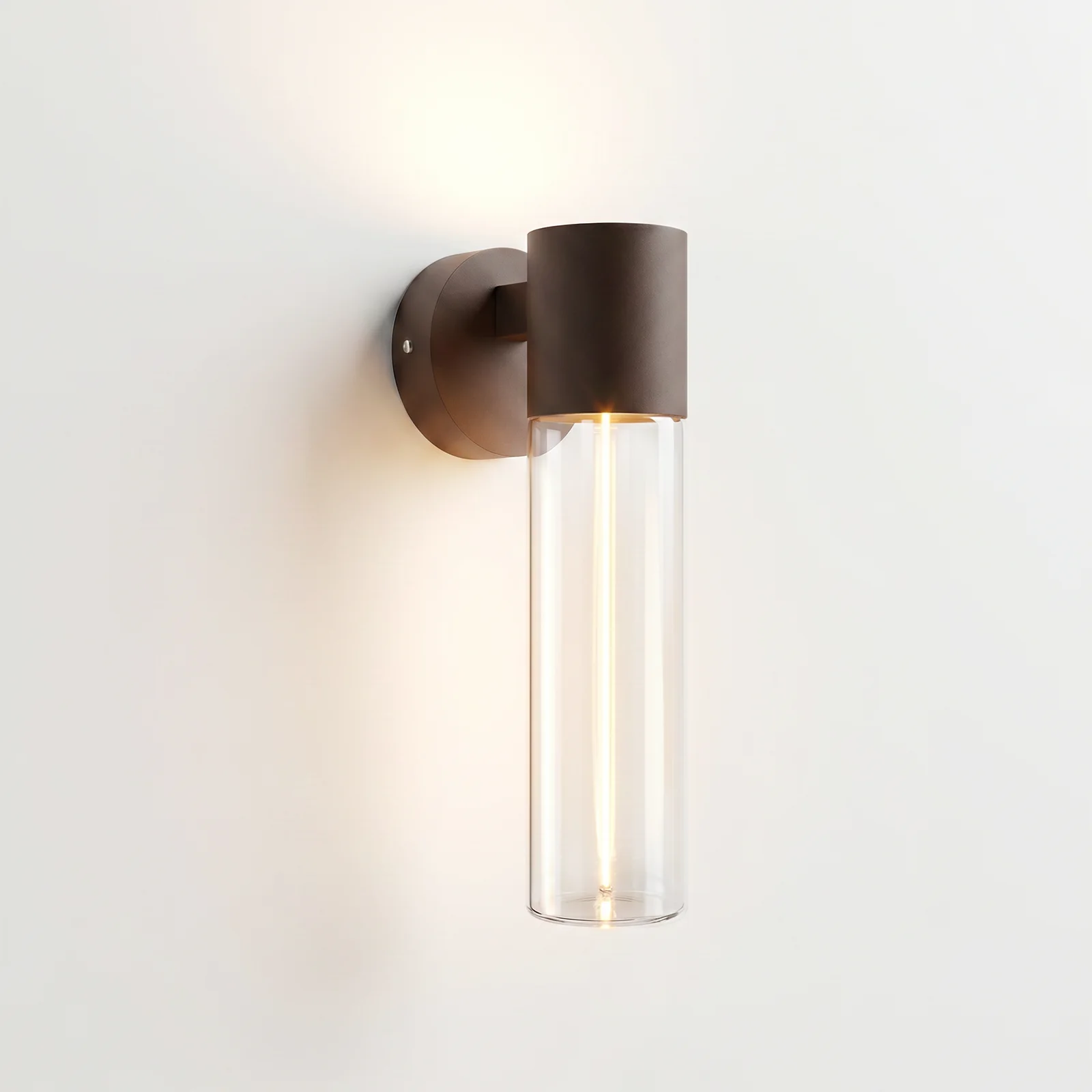 rain series wall light rust red l lit side