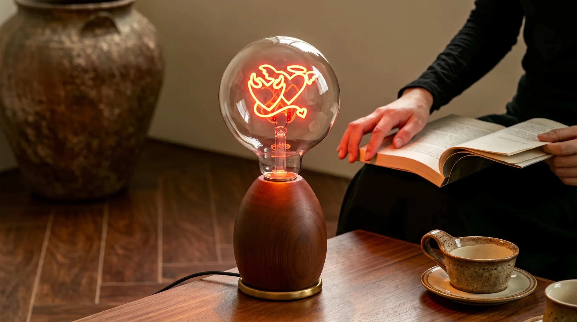 decor filament bulb as a lamp for reading nook