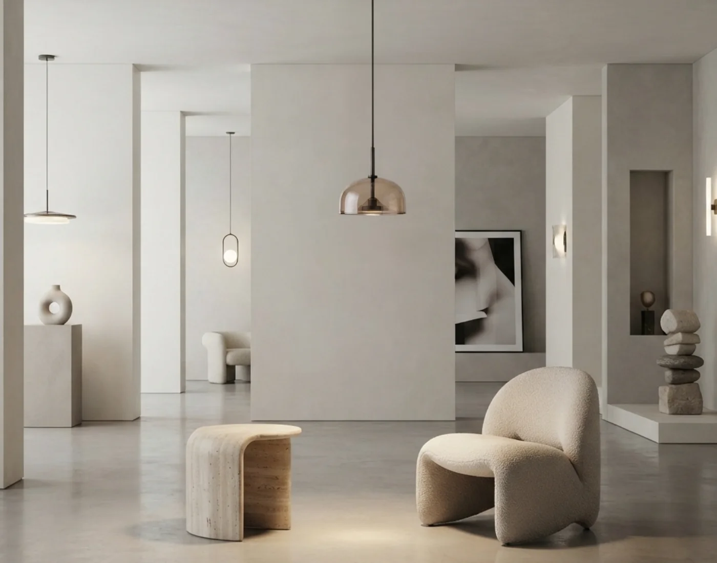 solar corona pendant light showroom idea