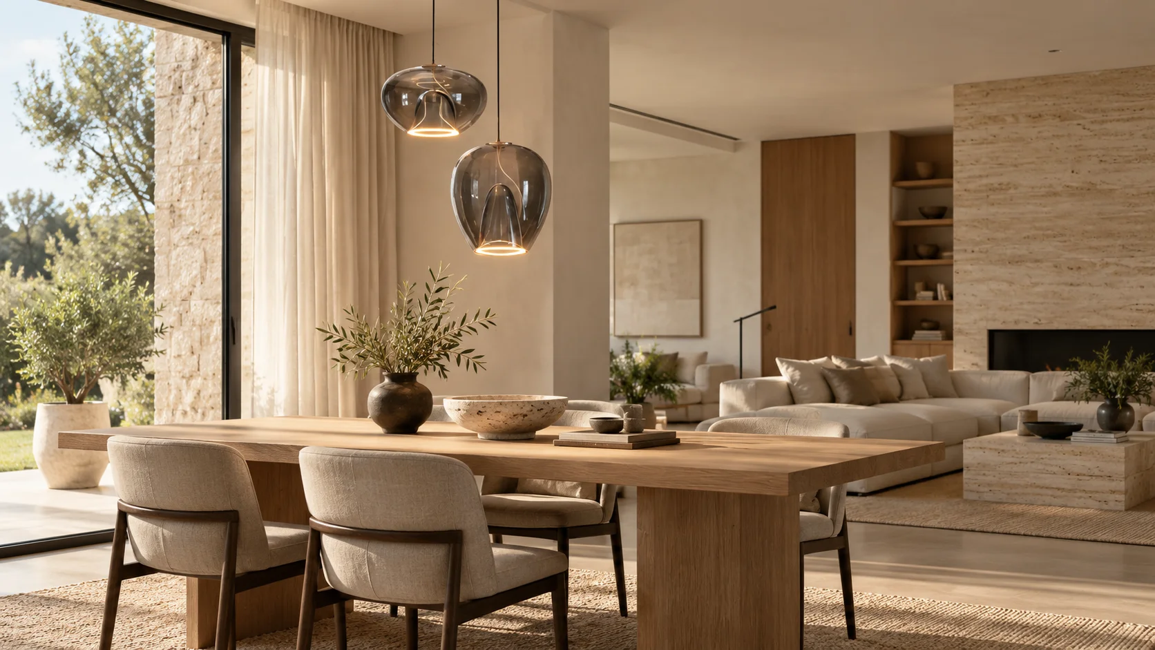 twins pendant light at dinning room idea