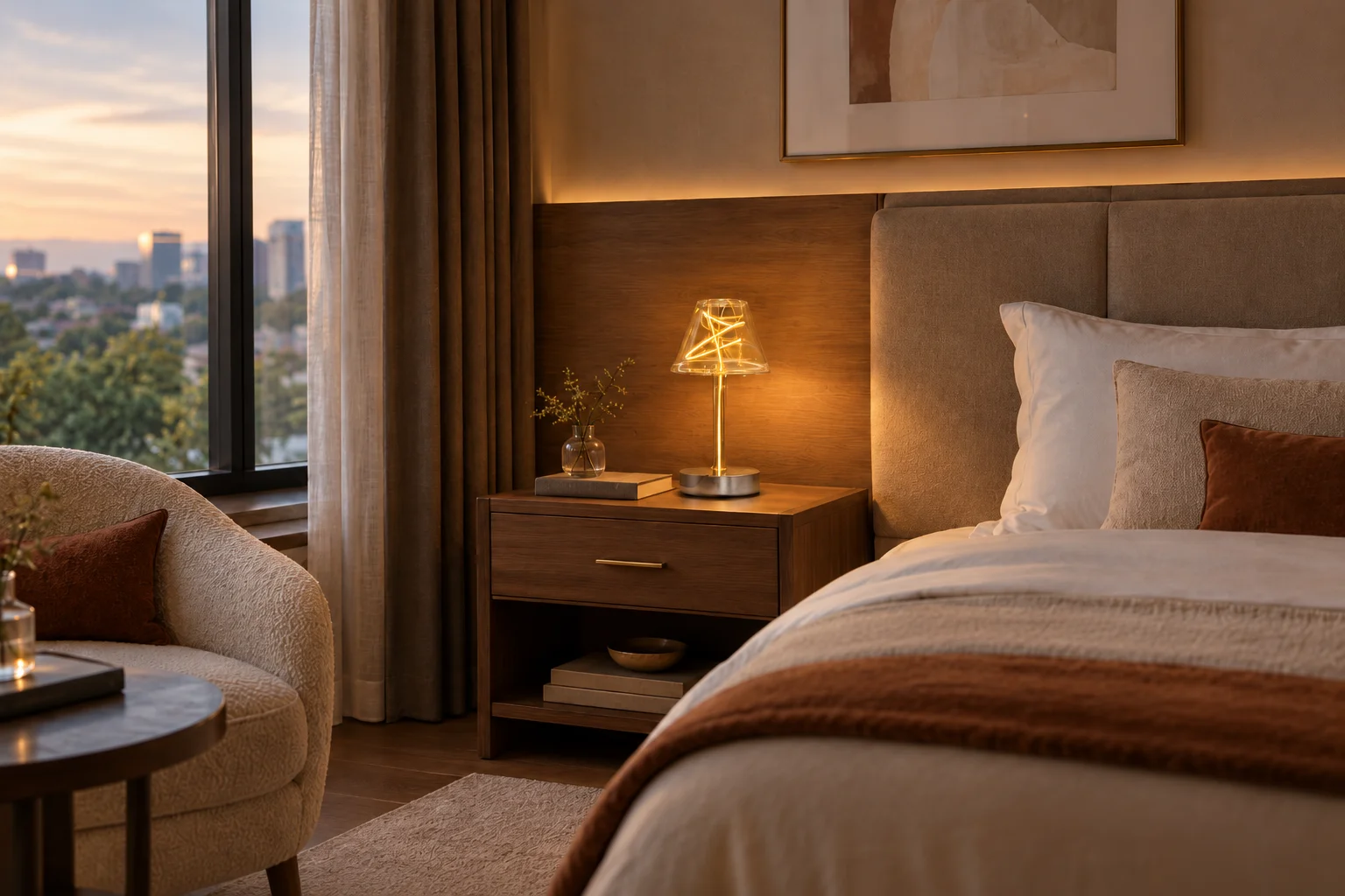warm sunset bedroom retreat
